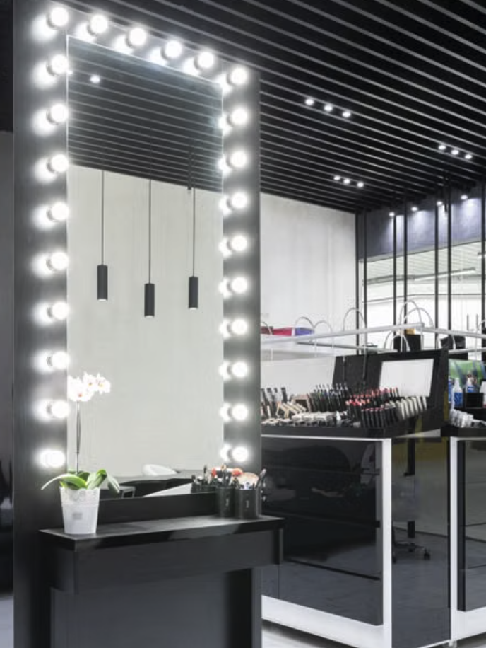 Light and texture inside Salon Cornwall